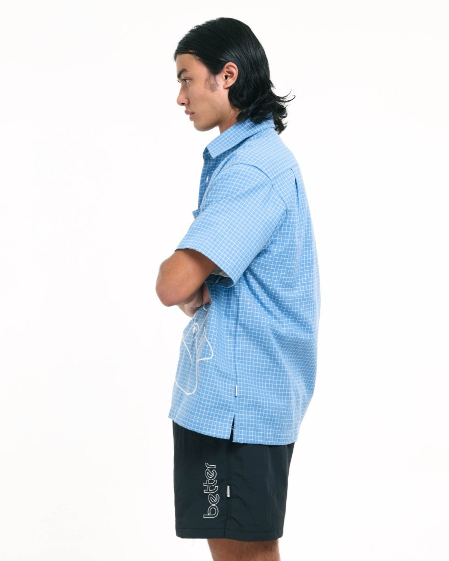 Lay Gingham Short Sleeve Shirt Blue - Better Goods