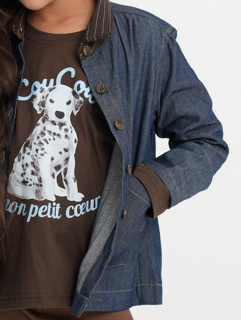 HGL Bambini - Dawson Barn Jacket Denim With Espresso Stripes - Little Saints