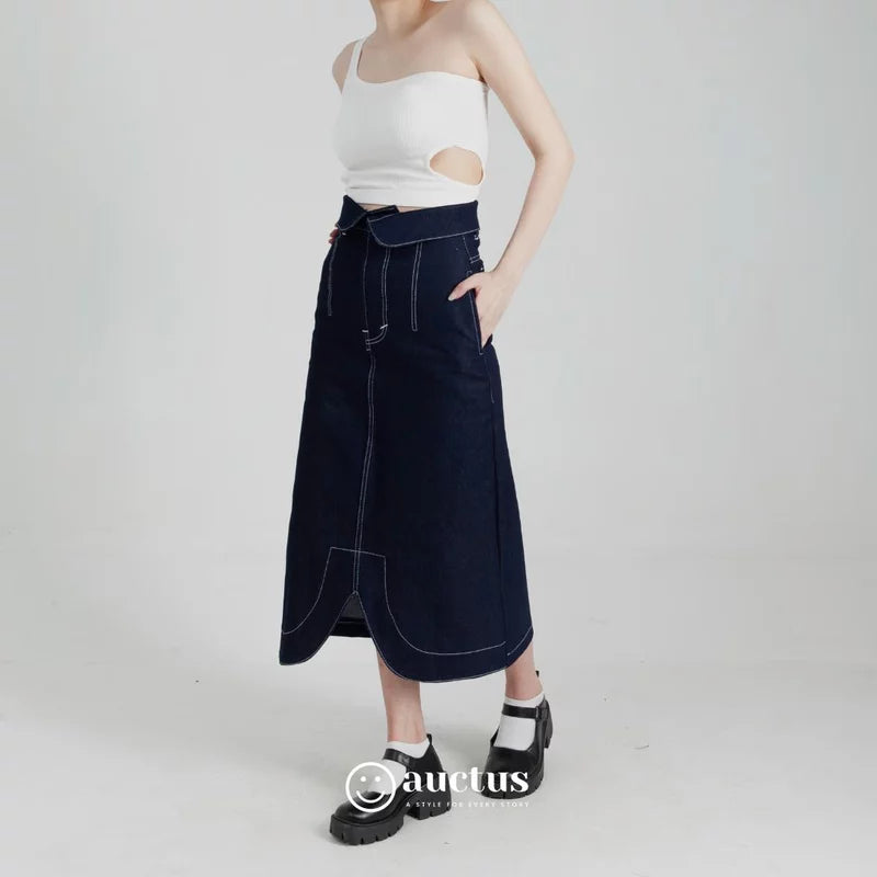 Romantic Highwaist Skirt Dark Blue - The Auctus