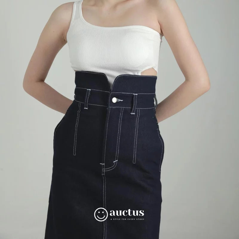Romantic Highwaist Skirt Dark Blue - The Auctus