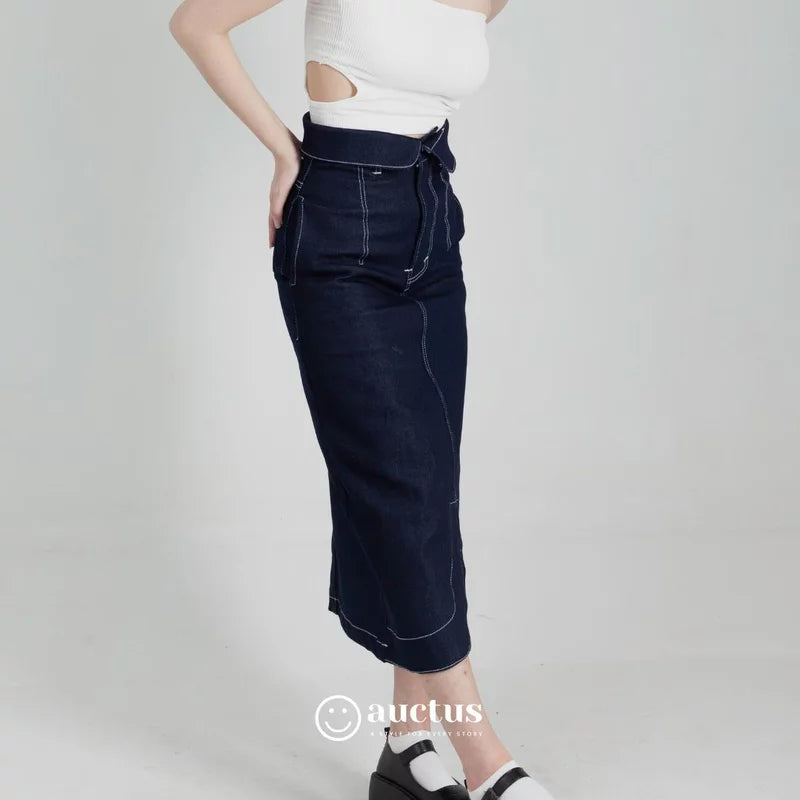 Romantic Highwaist Skirt Dark Blue - The Auctus