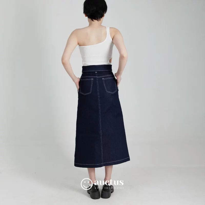 Romantic Highwaist Skirt Dark Blue - The Auctus