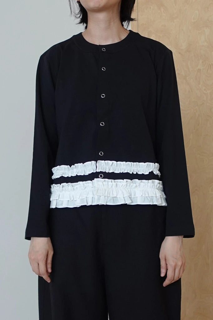Frill Cardigan Black - Argyle & Oxford