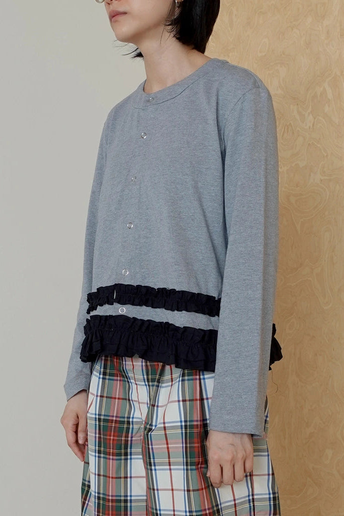 Frill Cardigan Grey - Argyle & Oxford