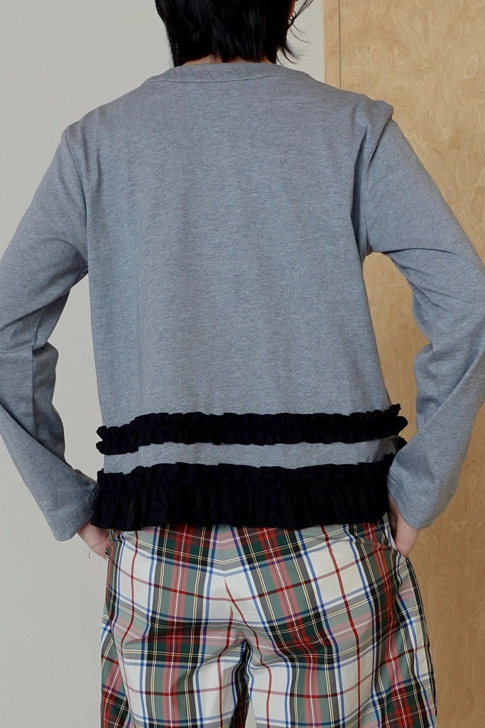 Frill Cardigan Grey - Argyle & Oxford
