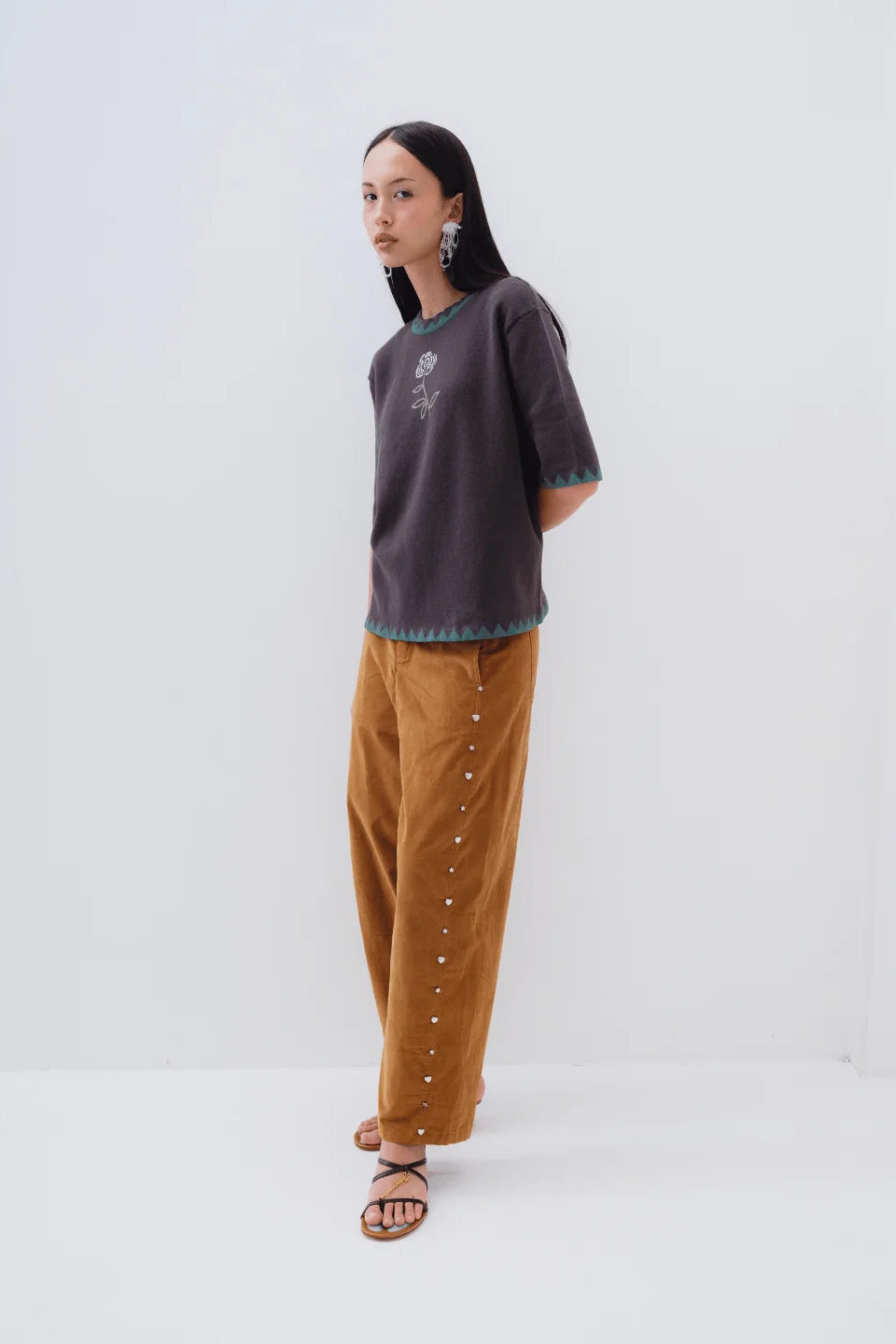Cosima Beaded Pants Brown - Toko Didiyo