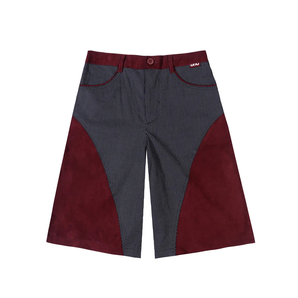 X Tsukasa Stripe Medium Shorts Maroon - Quiet Under None