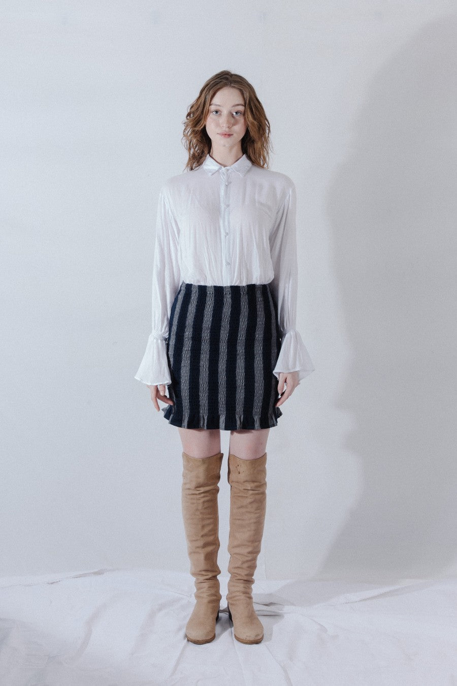 Smoga Mini Skirt Navy Grey - La Douche Vita