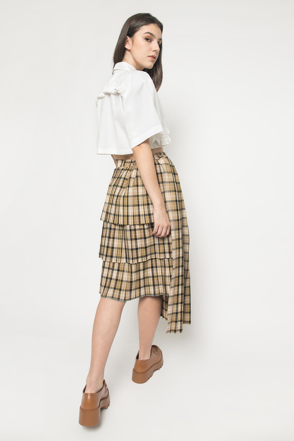 Yu rim Skirt Plaid Brown - Alexalexa