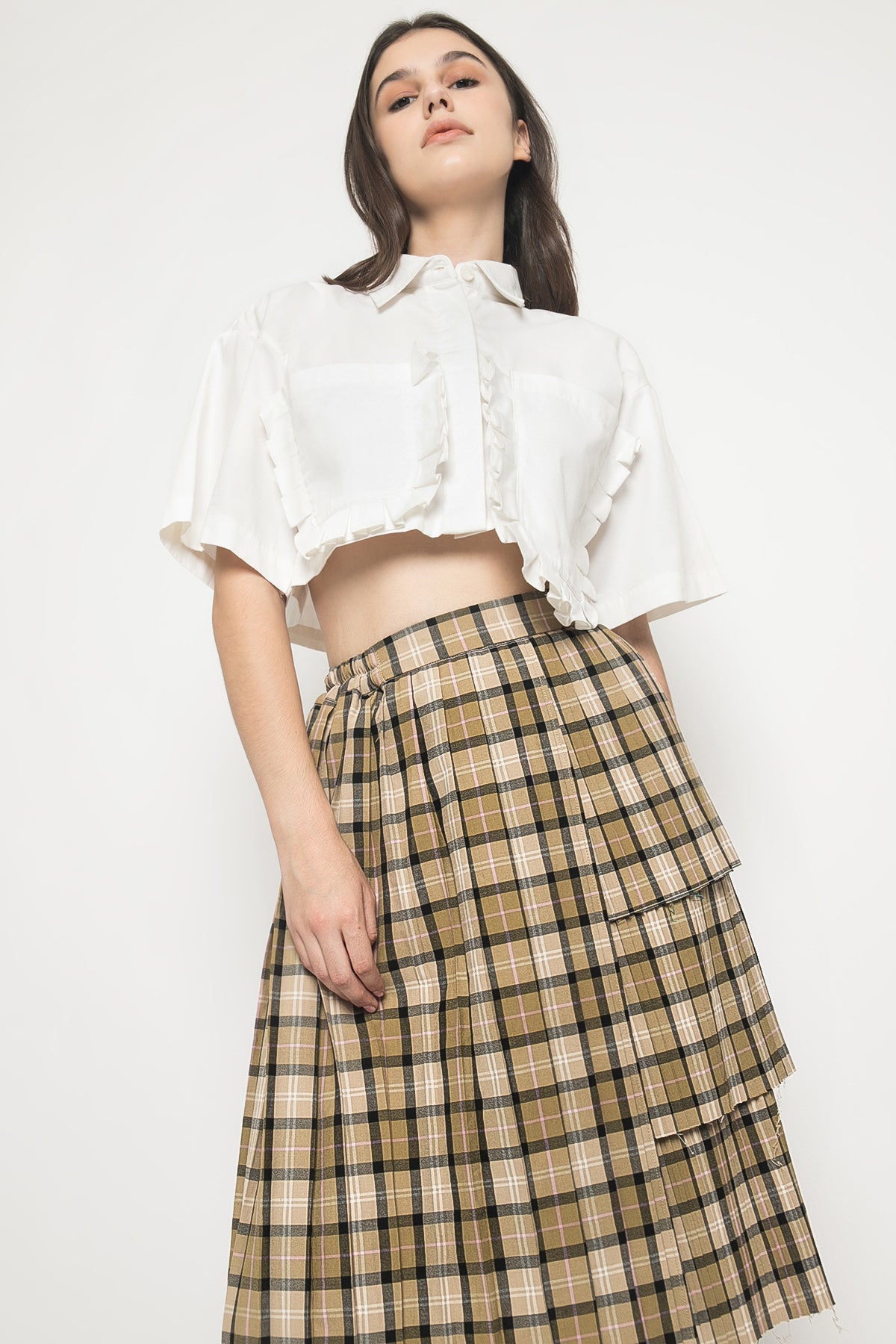 Yu rim Skirt Plaid Brown - Alexalexa