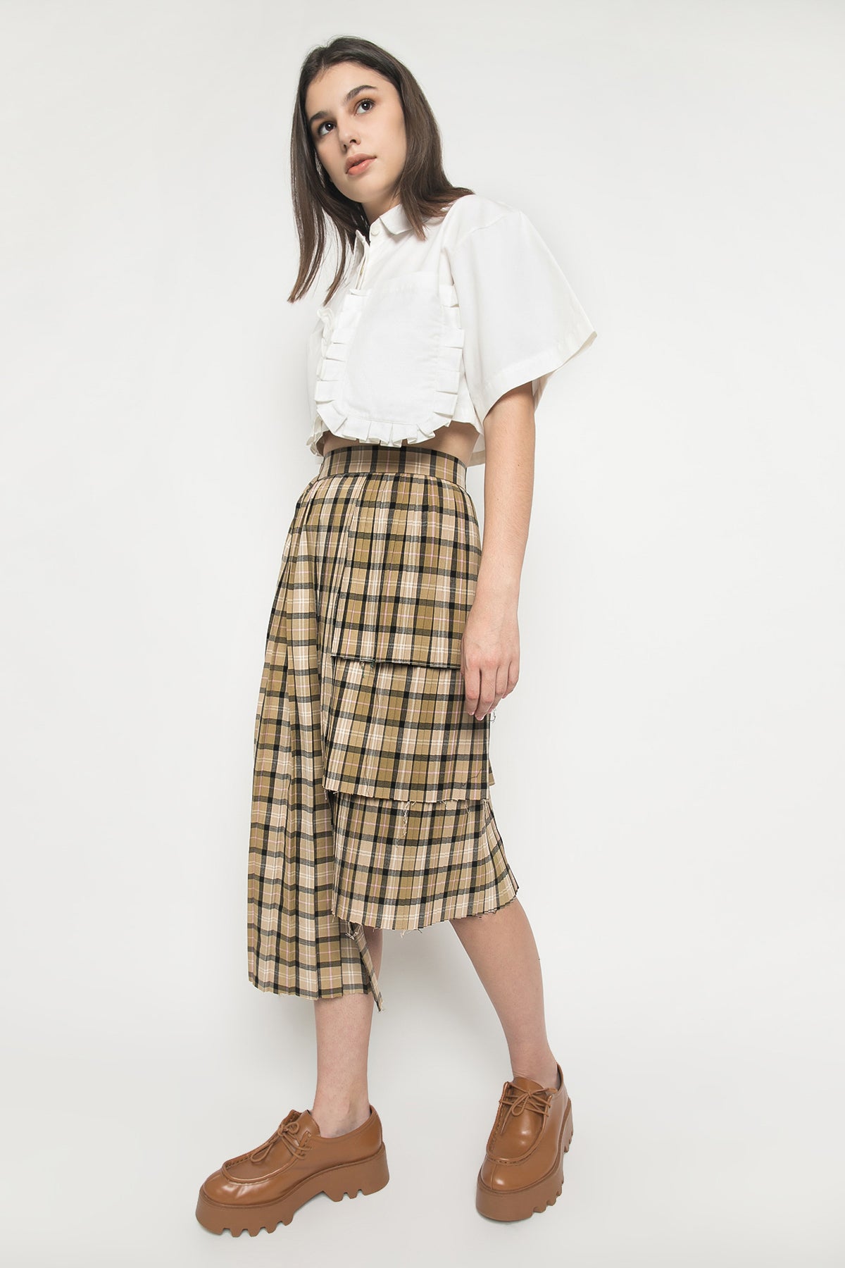 Yu rim Skirt Plaid Brown - Alexalexa