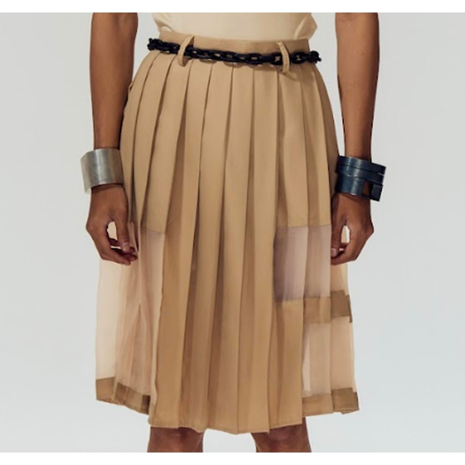Gridline Skirt Light Brown - Two Stitches