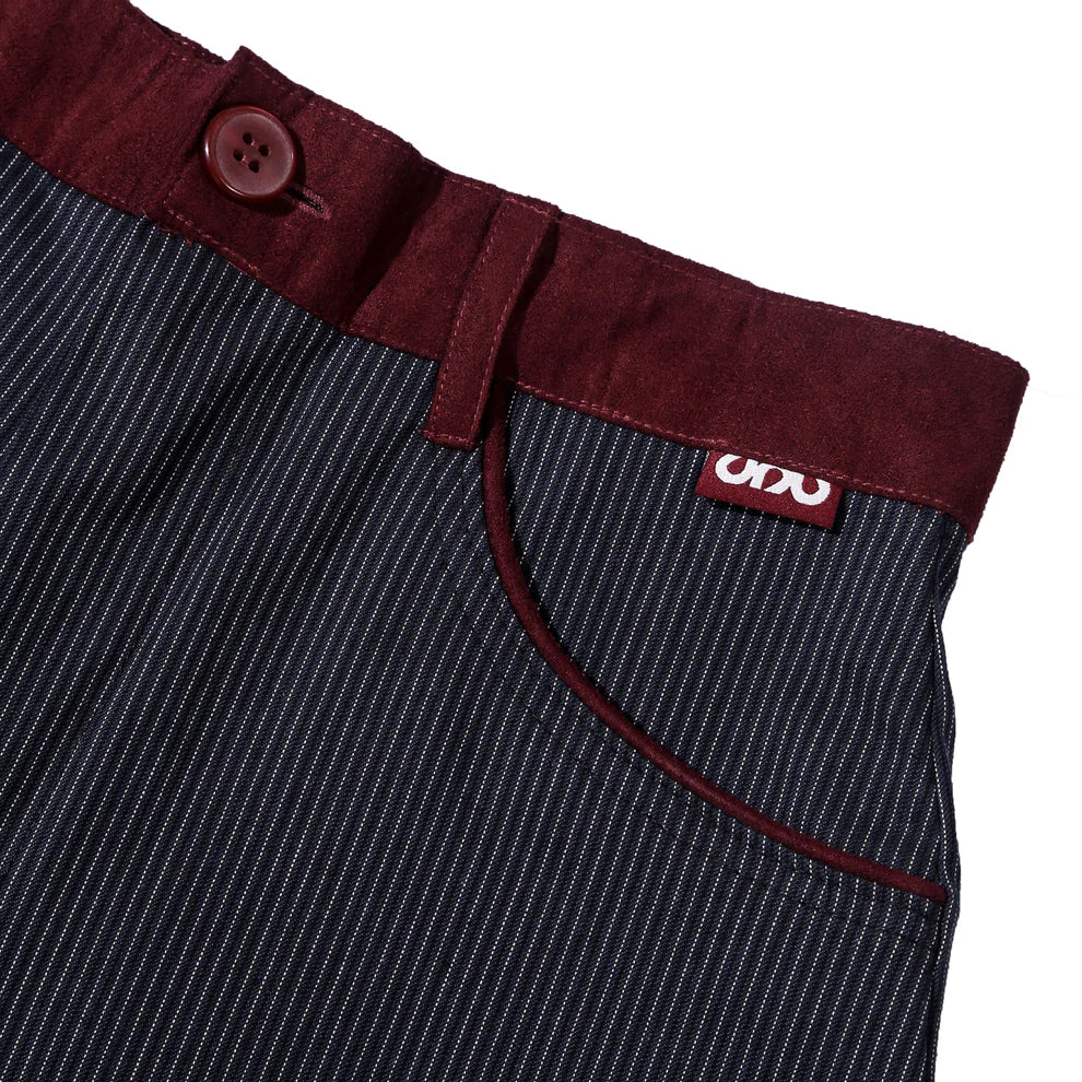 X Tsukasa Stripe Medium Shorts Maroon - Quiet Under None
