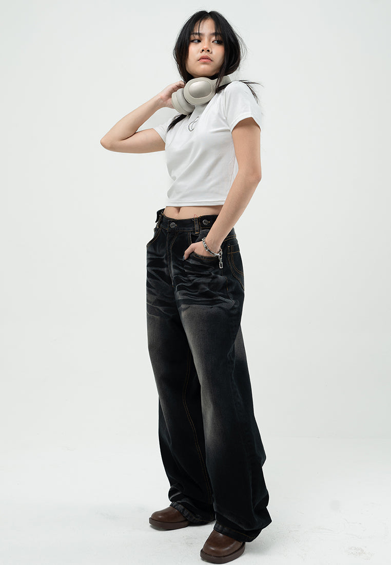 Black Line Up Washed Jeans - Catha