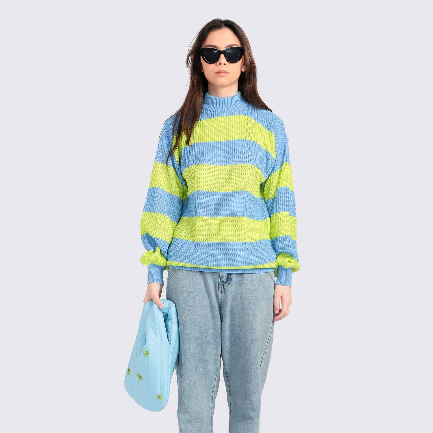 Tango Stripes Sweater Blue Green - Tuff Puff