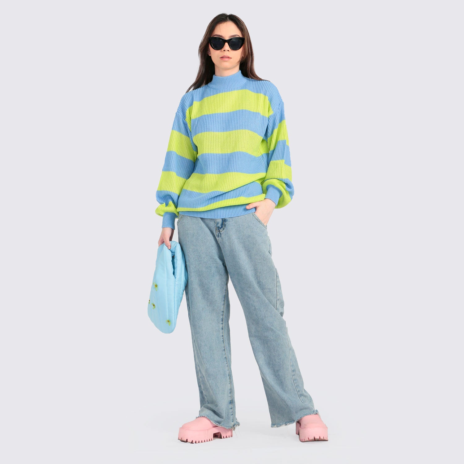 Tango Stripes Sweater Blue Green - Tuff Puff