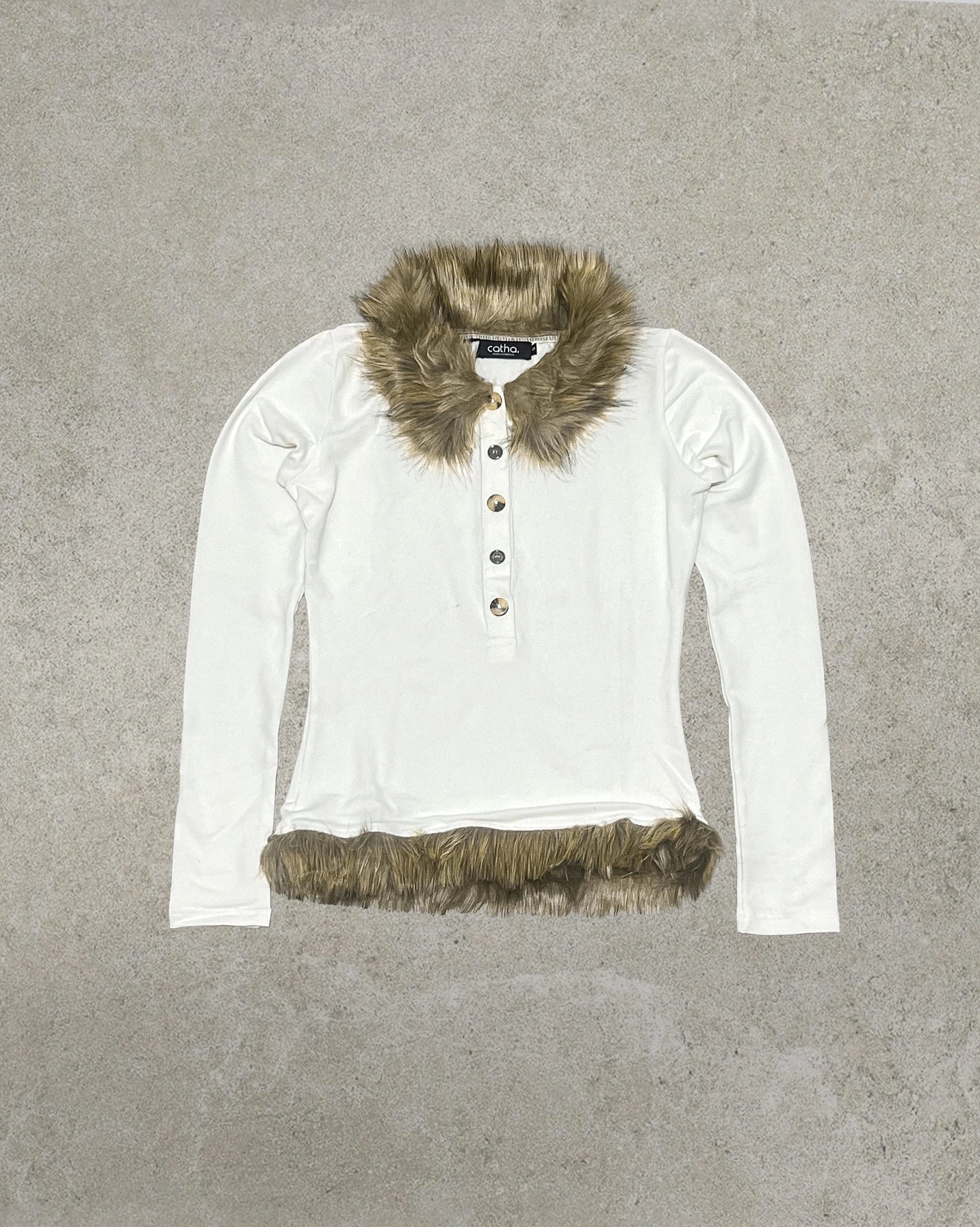 Furr Collar Knit Top - Catha