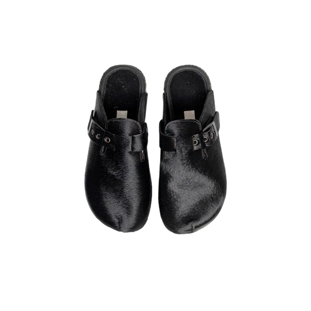 Tigah Black Pony Clogs