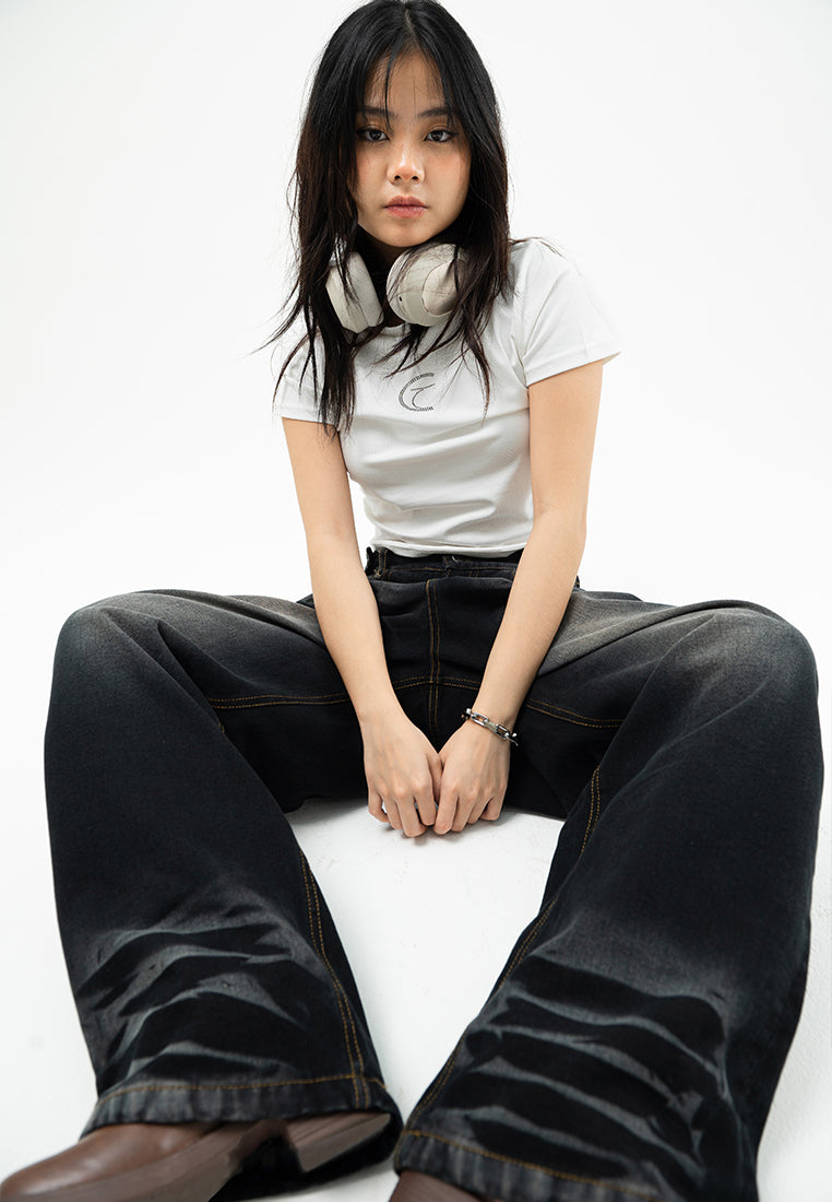 Black Line Up Washed Jeans - Catha