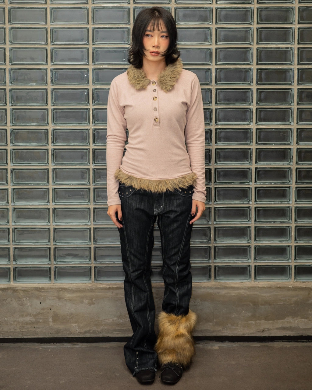 Furr Collar Knit Top - Catha