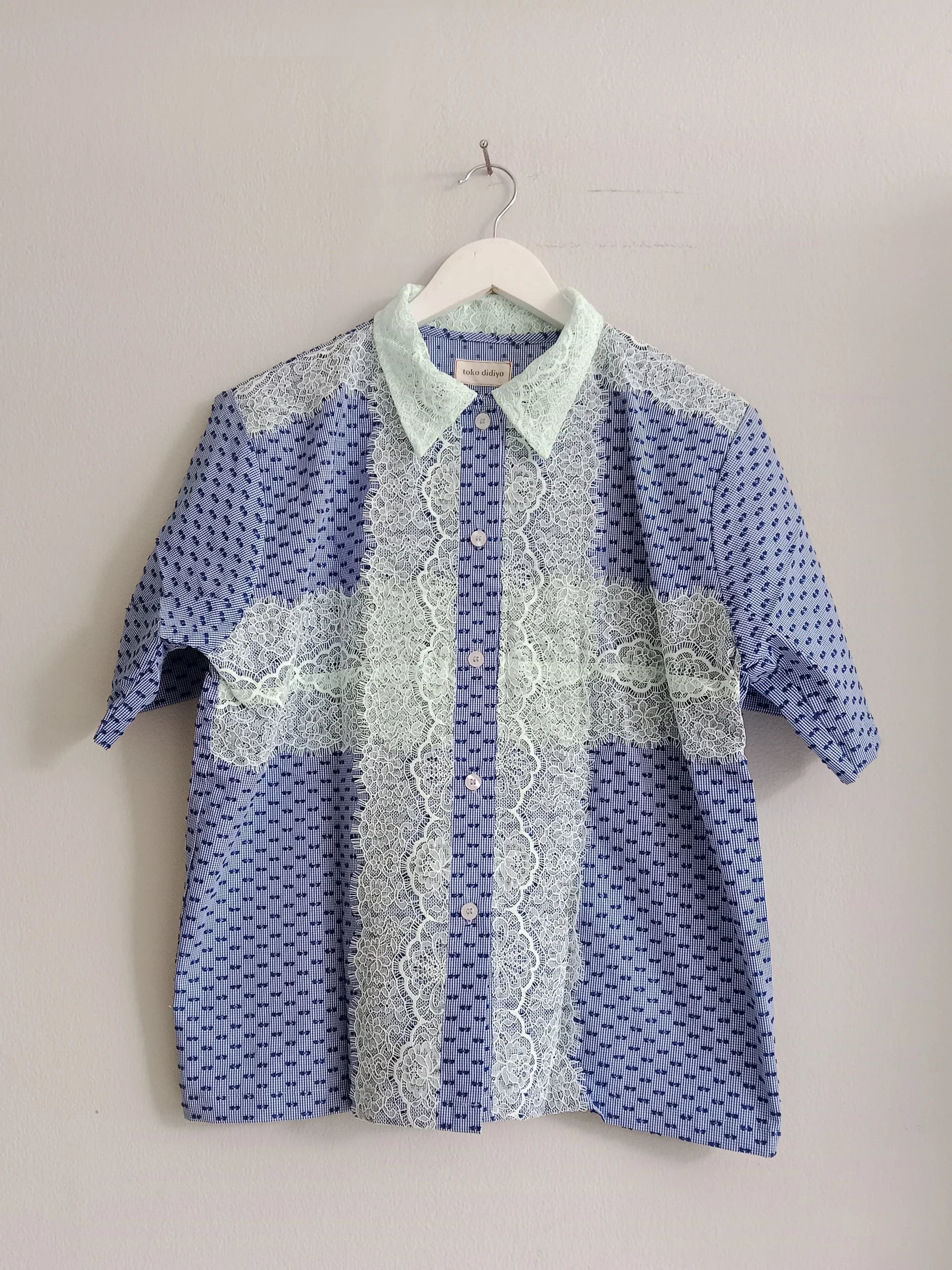 Danica Lace Shirt Blue - Toko Didiyo