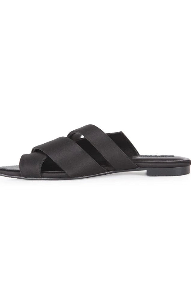 Open Toe Mules Satin Black - Mader