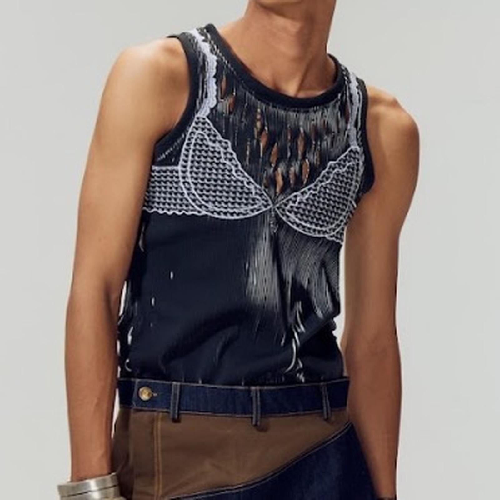 Midnight Rib Tank Black White - Two Stitches