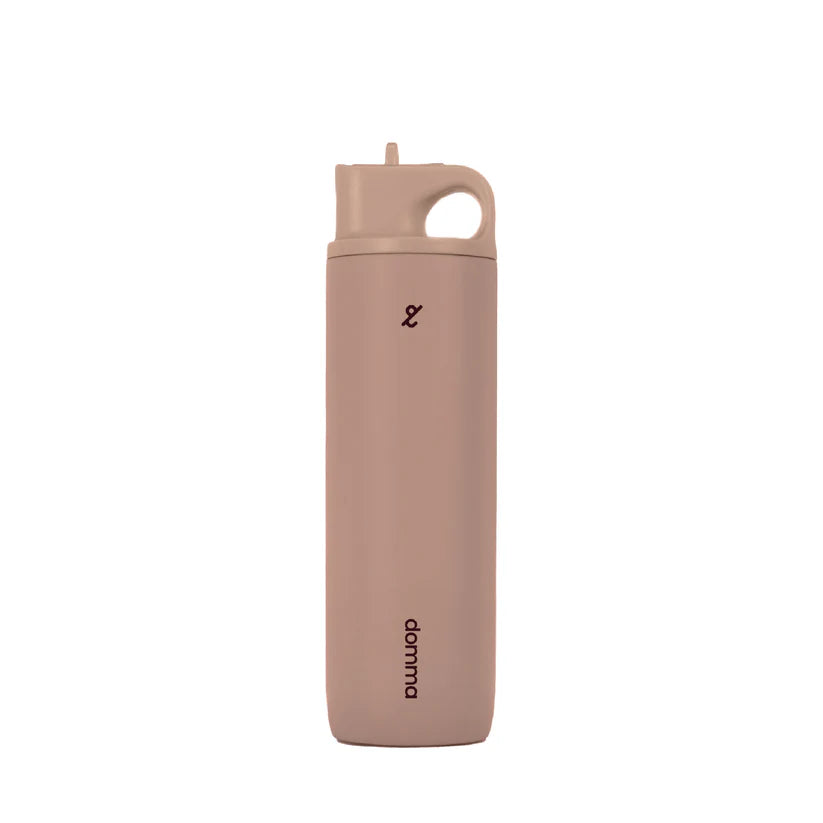 Brown insulated tumbler with a lid by Domma on a white background
