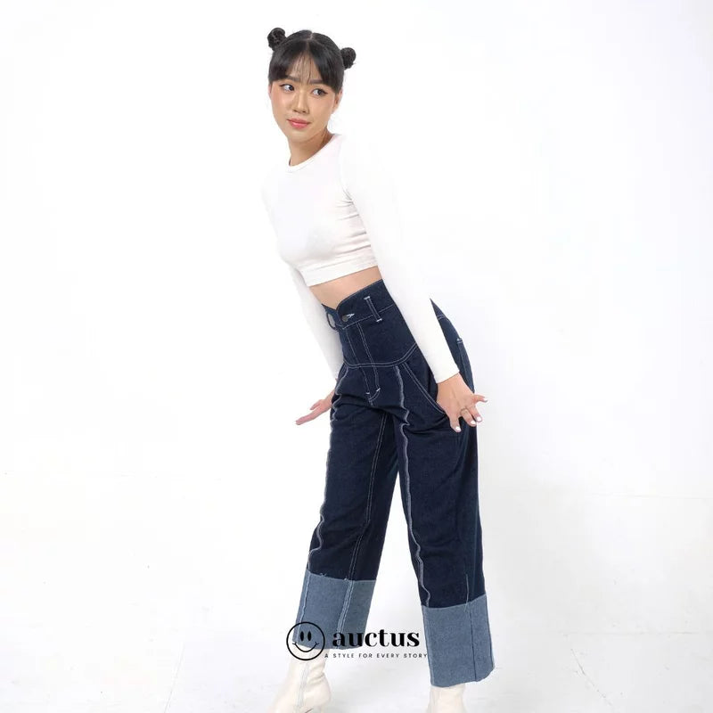 Pierre Highwaist Pants Dark Blue - The Auctus