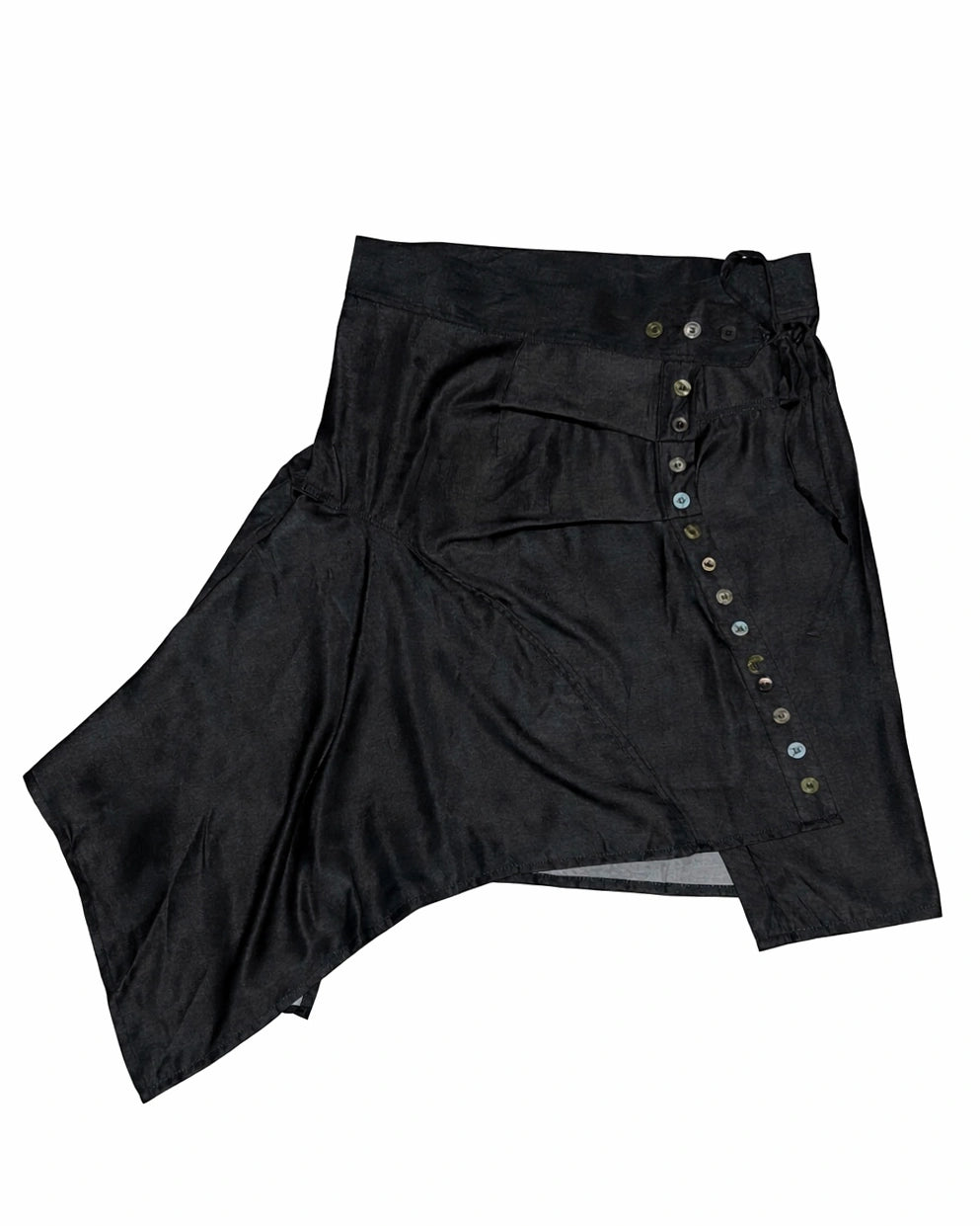 Noir Button Wrapped Skirt Black - Catha