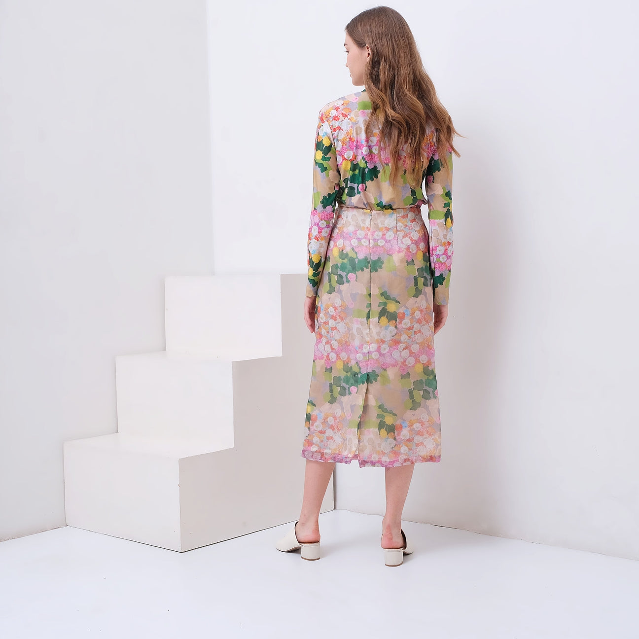 Chrysanthemum Garden Midi Organza Skirt - Kala Studio