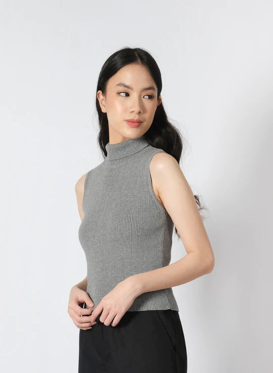 Turtle Sleeveless Knit Misty Grey - Thenblank