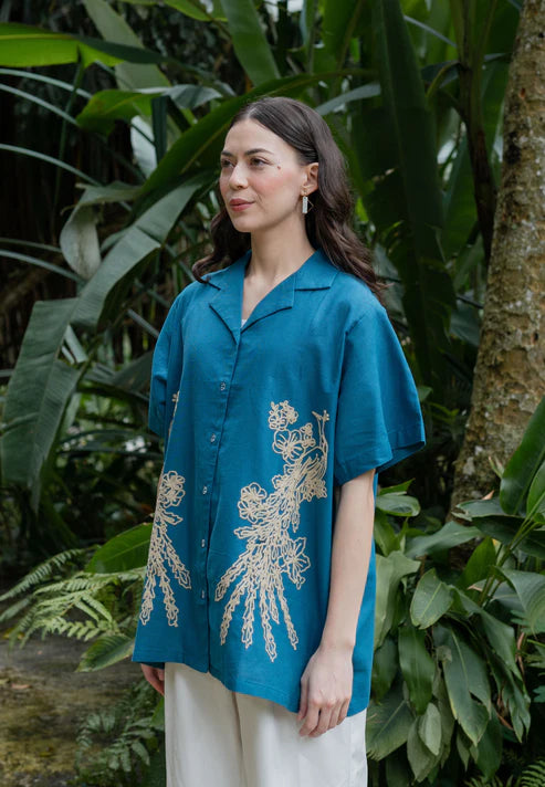 Nonaetal Jemima Heritage Short Sleeve Indigo - Nona