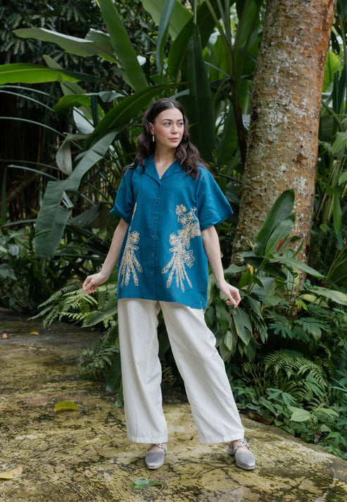 Nonaetal Jemima Heritage Short Sleeve Indigo - Nona