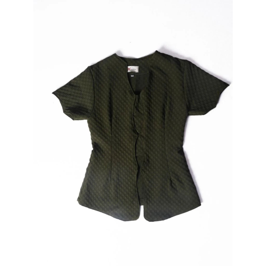 Dark green textured top by Manikan on a white background