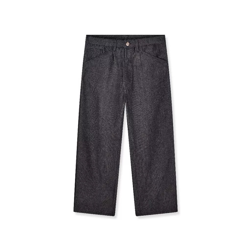 Black denim jeans by Blee on a white background