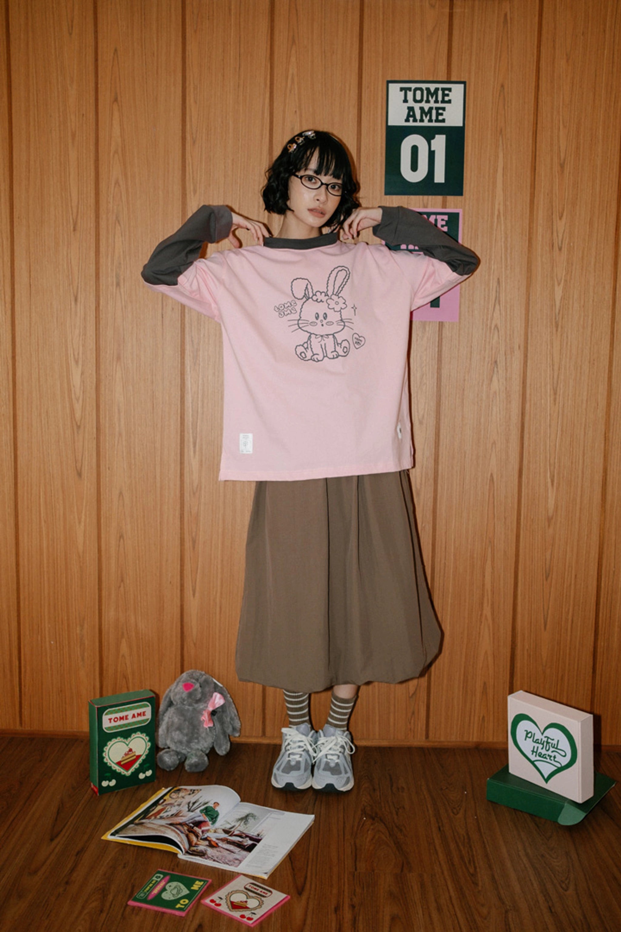 Bunny Pink Longsleeve Tee - Tome Ame