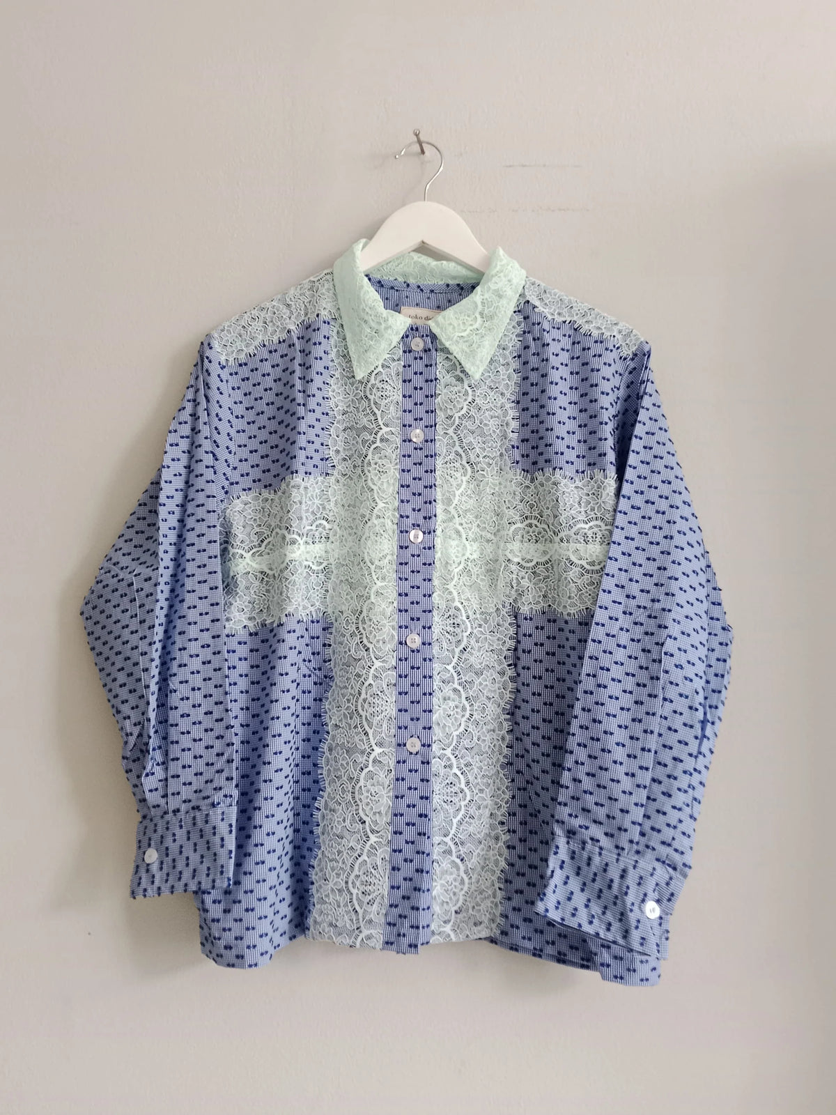 Danica Lace Longsleeve Shirt Blue - Toko Didiyo