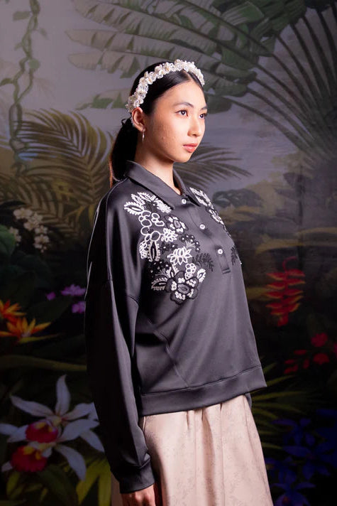 Nonaetal Cattleya Whisper Top Longsleeve Ash Black - Nona