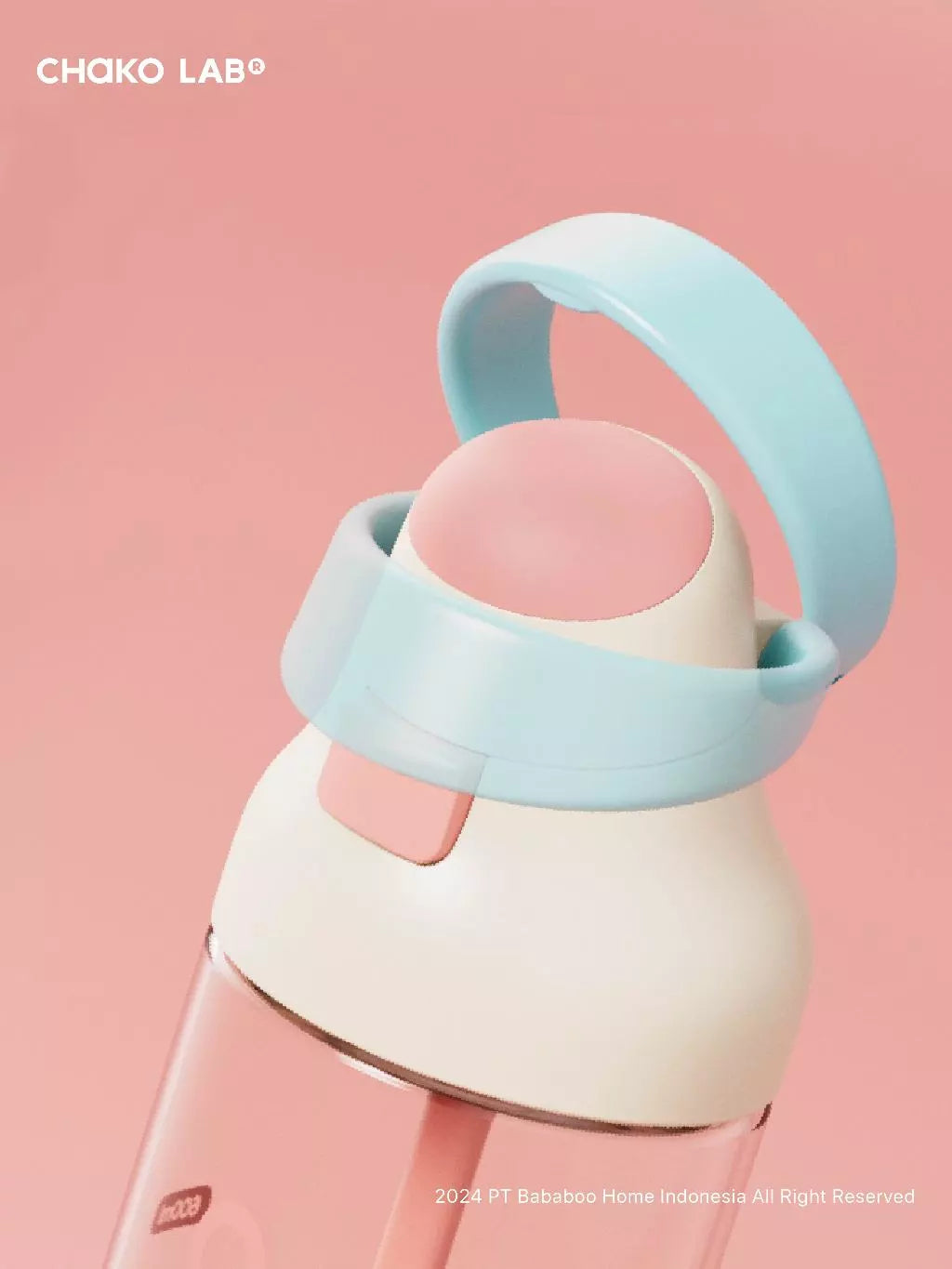 Pink and light blue bottle cap with a pink background