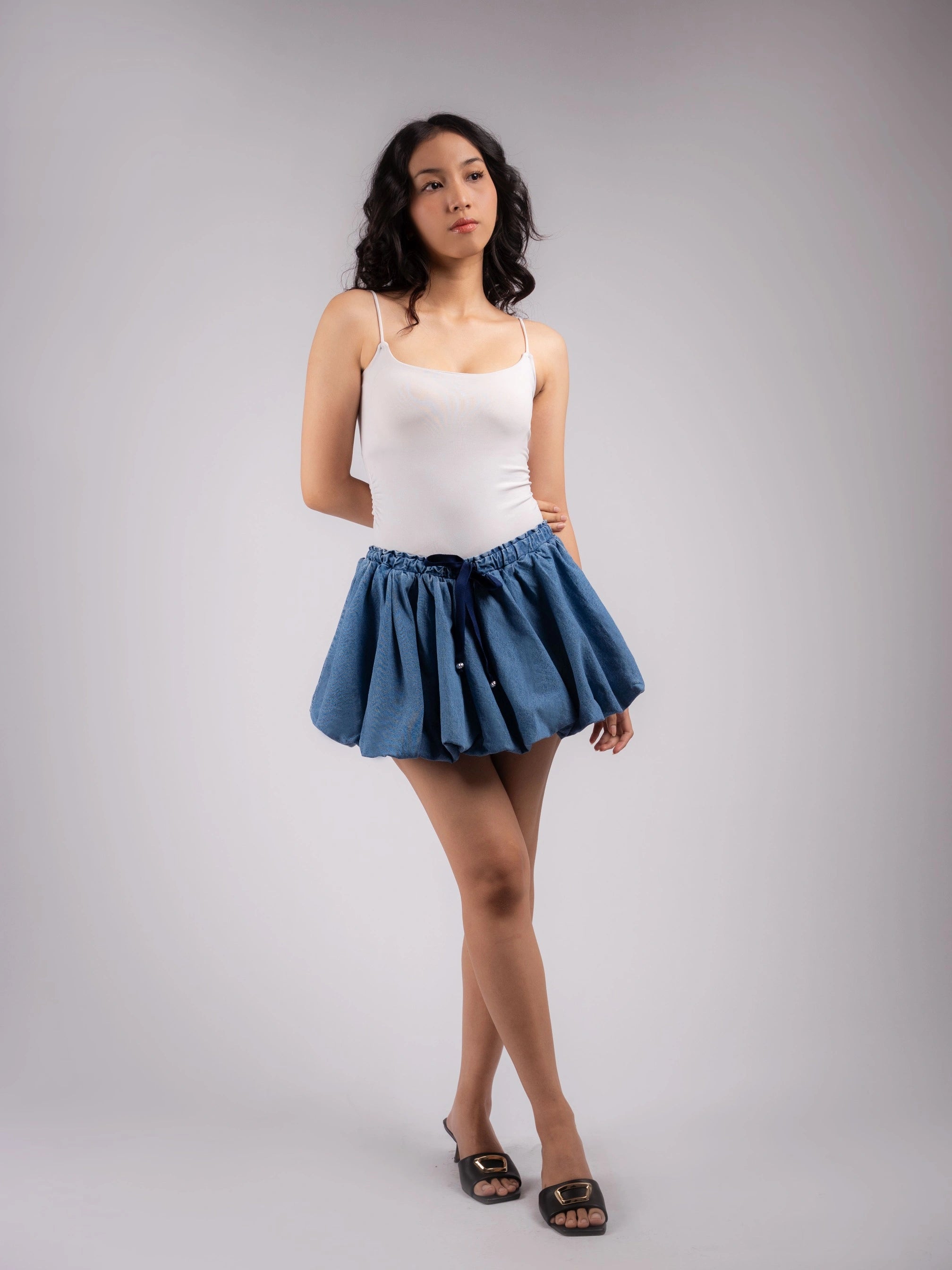 Sarlina Denim Balloon Skirt - Ambra La Moda