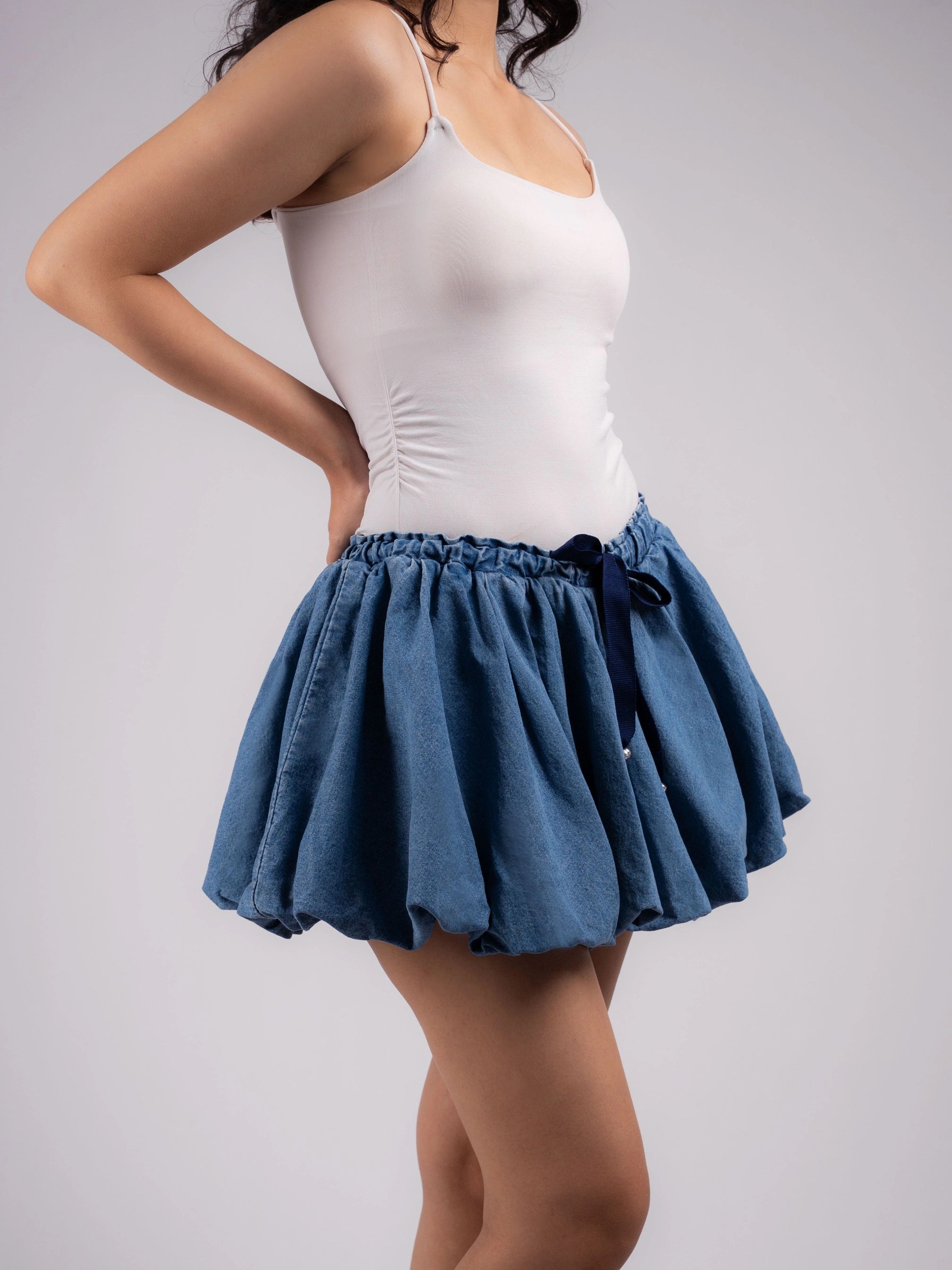 Sarlina Denim Balloon Skirt - Ambra La Moda