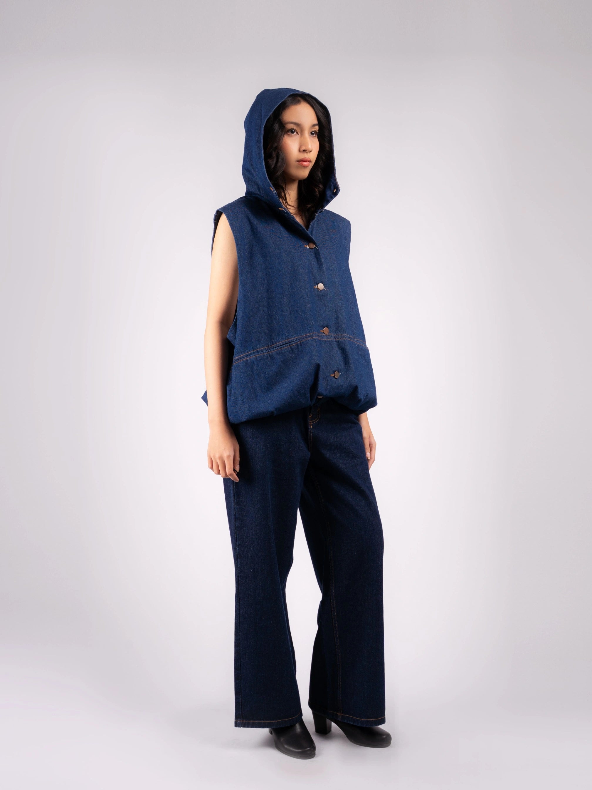 Benji Hoodie Denim Vest - Ambra La Moda