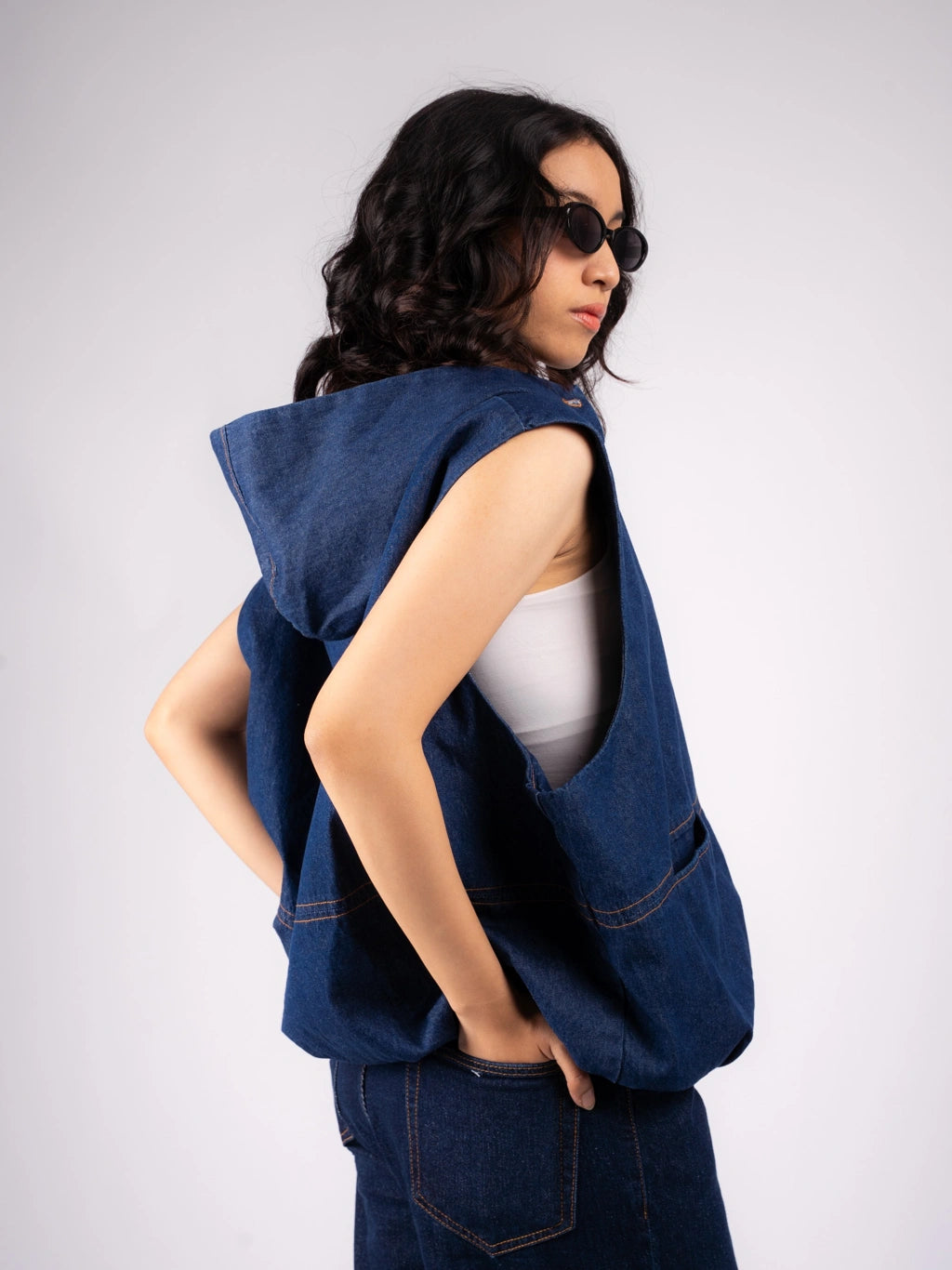 Benji Hoodie Denim Vest - Ambra La Moda
