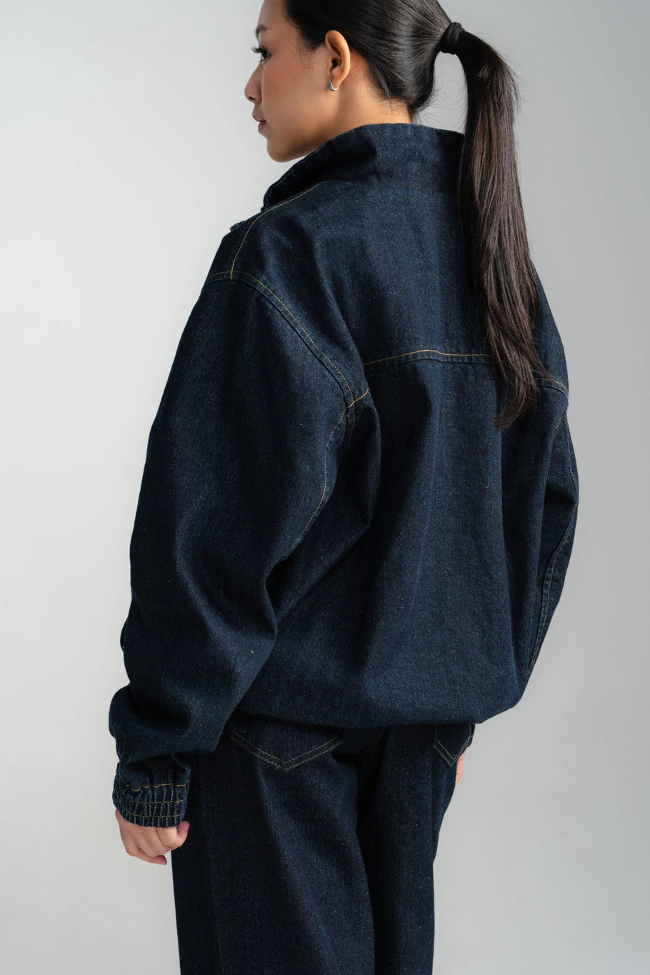 Zenna Denim Track Jacket Raw Denim - Ambra La Moda