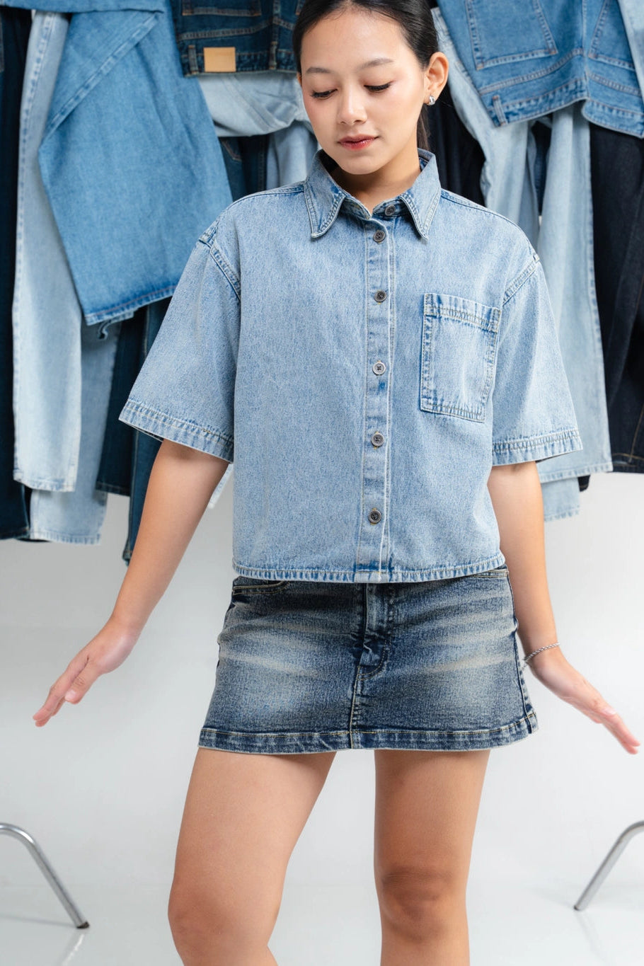Emma Oversize Shirt Ice Blue - Ambra La Moda