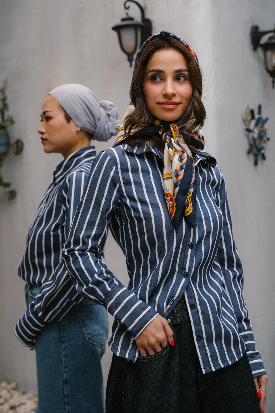 Olla Slim Fit Shirt Stripe Denim - Ambra La Moda