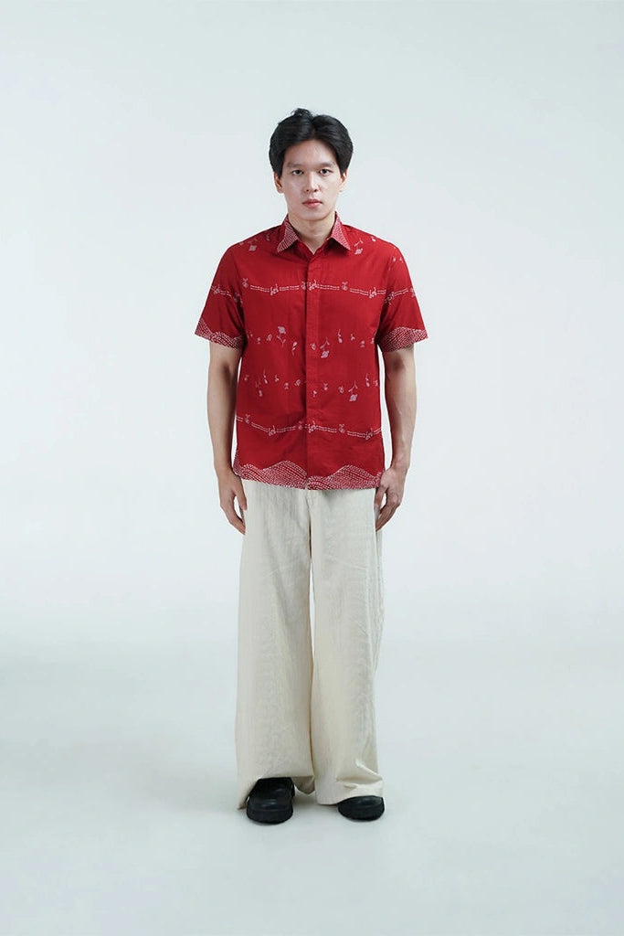 Kembali Men Shirt Shortsleeve Red - Damakara