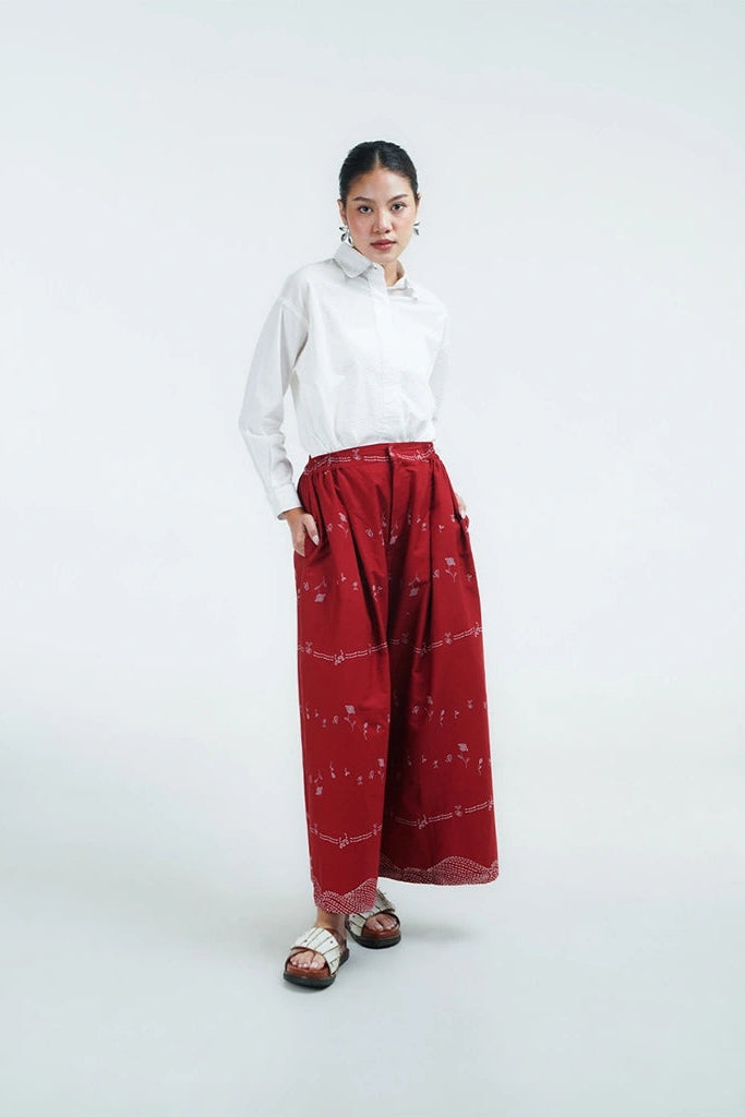 Kembali Pallazo Pants Red - Damakara