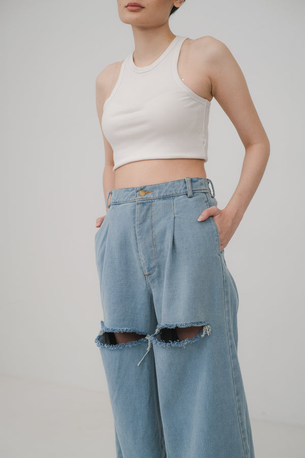 Jessica Ripped Jeans Light Blue - Ambra La Moda
